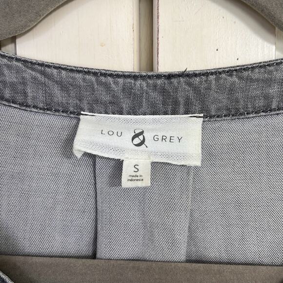 Lou & Grey size small gray chambray pullover top blouse shirt - Picture 2 of 4